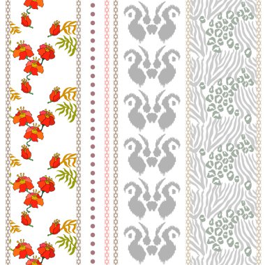 Boho motifleri ile zengin retro dantel kenarlık kümesi. 