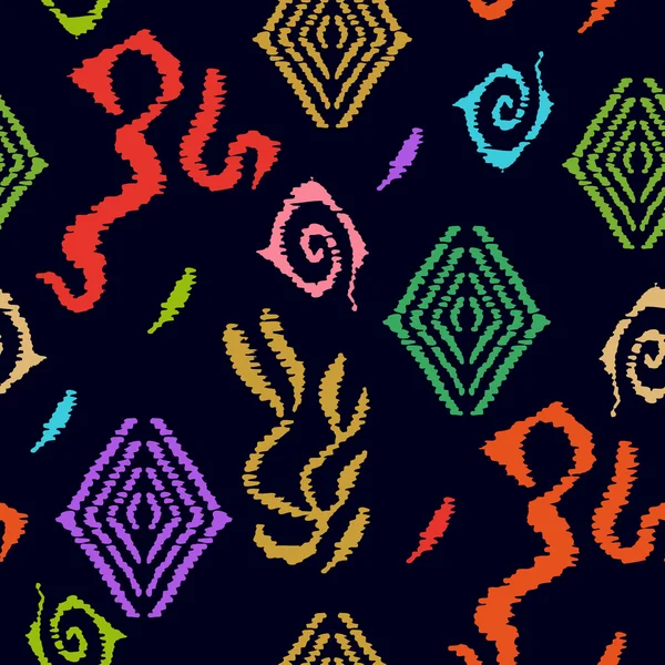 Modèle ikat lumineux. Motifs africains, arabes, indiens, indonésiens . — Image vectorielle