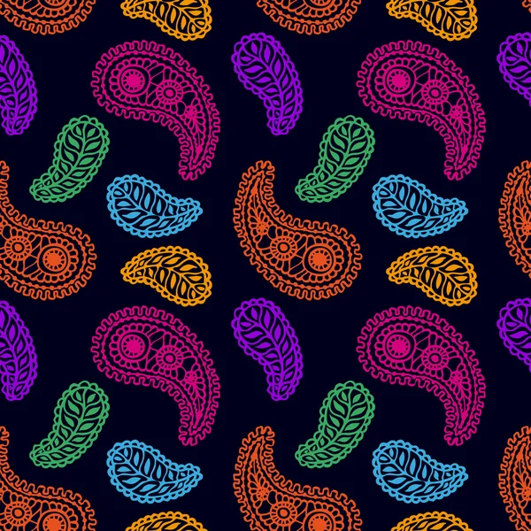 Padrão sem costura criativo com mão desenhado doodle paisleys. Motivos boémios florais . —  Vetores de Stock