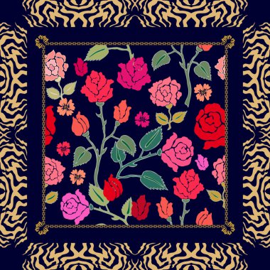 Çingene motifleri ile yaratıcı vintage eşarp. 