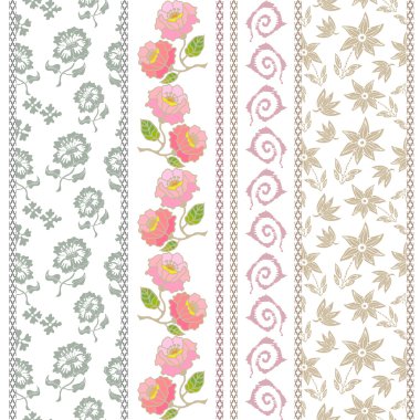 Bohem motifleri ile zengin retro dantel kenarlık kümesi.