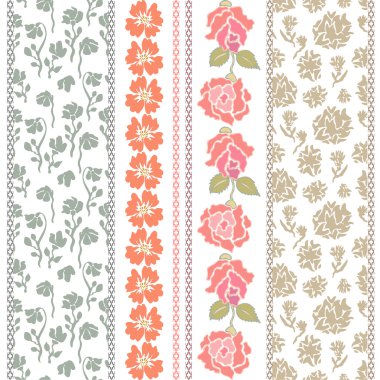 Bohem motifleri ile zengin retro dantel kenarlık kümesi.