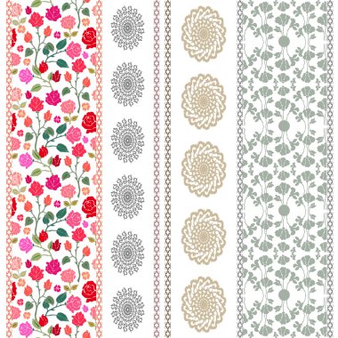 Bohem motifleri ile zengin retro dantel kenarlık kümesi.