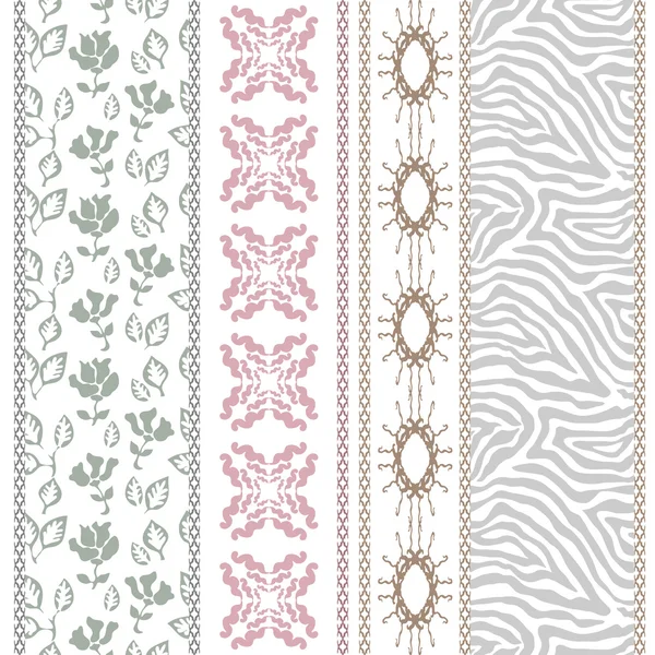 Set of rich retro lace borders with bohemian motifs. — Stock Vector