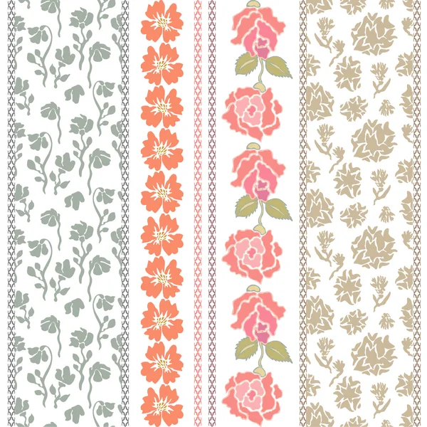 Set of rich retro lace borders with bohemian motifs. — Stock Vector