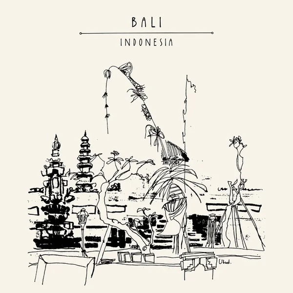 Balijský hinduistický chrám v Ubud — Stockový vektor