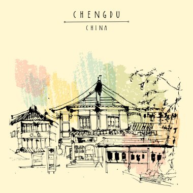 Chengdu geleneksel Çin evleri