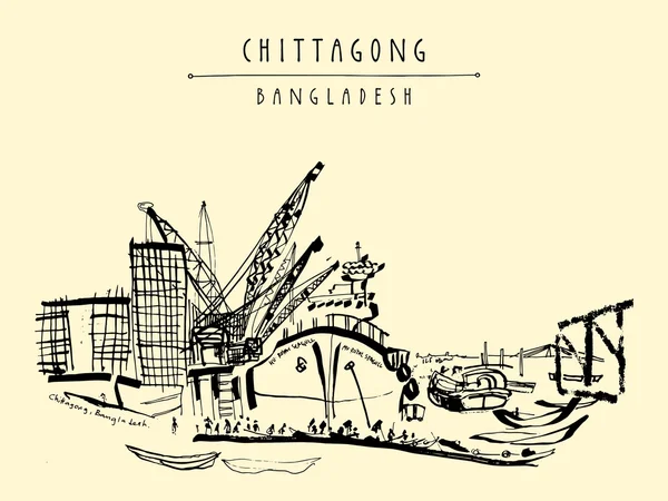 Port Chittagong, Banglades — Stock Vector