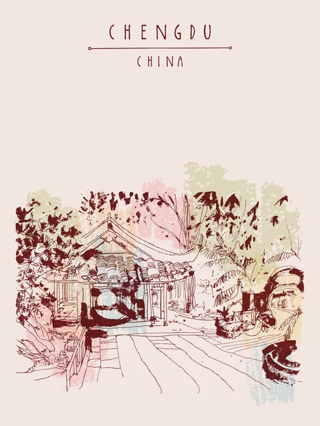 Casa tradicional china en Chengdu — Archivo Imágenes Vectoriales