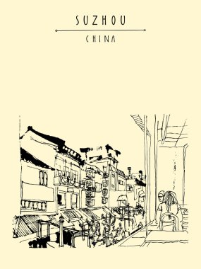 Şangay yakınlarındaki Suzhou Yürüyüş sokak
