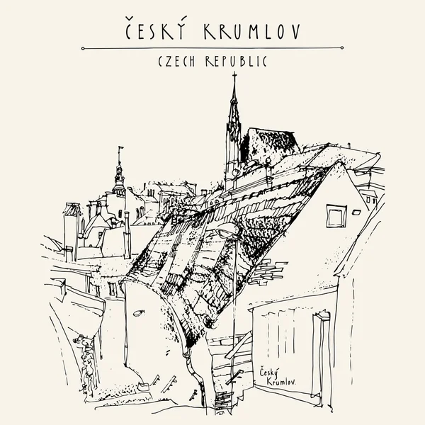 Cesky Krumlov'daki eski şehir evleri — Stok Vektör