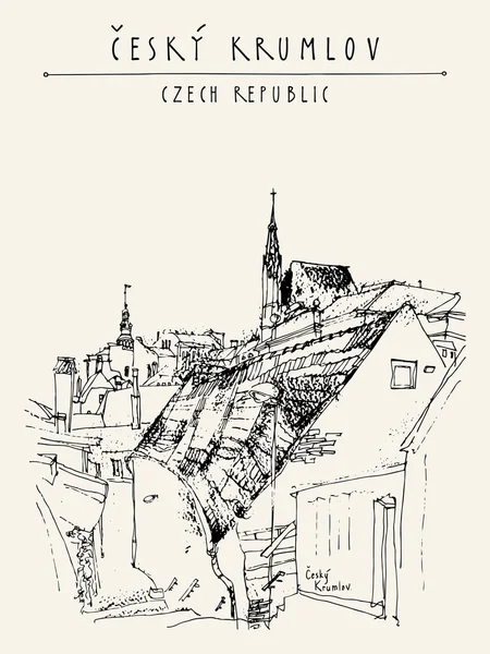 Cesky Krumlov'daki eski şehir evleri — Stok Vektör