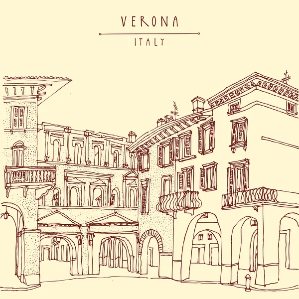 Tarjeta postal Verona Italia — Vector de stock