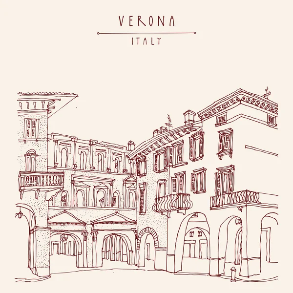 Tarjeta postal Verona Italia — Vector de stock