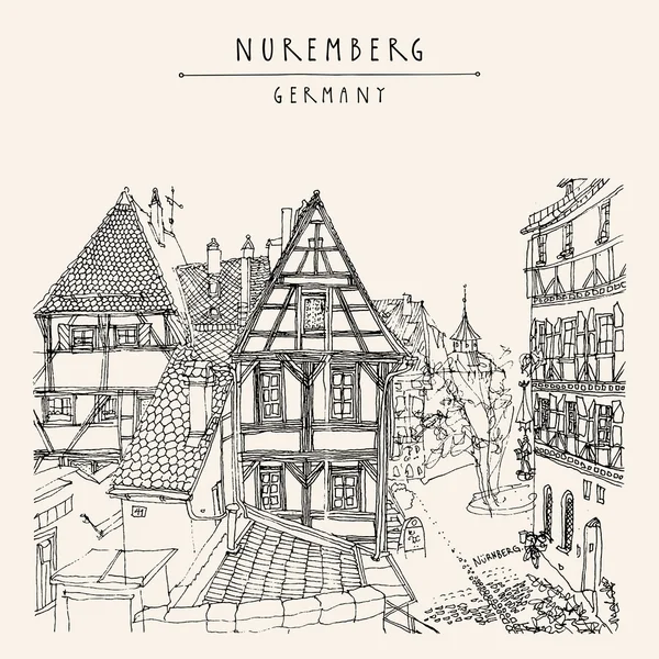 Cartolina vintage Norimberga Germania — Vettoriale Stock