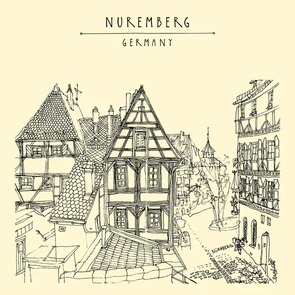 Postal vintage de Nuremberg Alemania — Archivo Imágenes Vectoriales