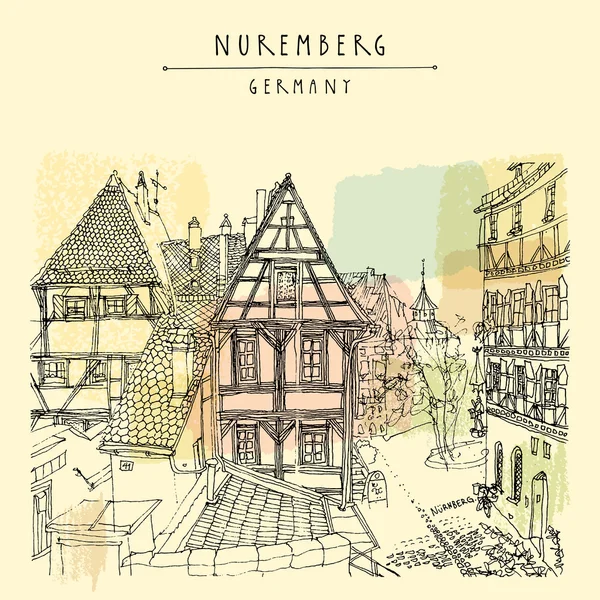 Nürnberg Tyskland Vintage vykort — Stock vektor