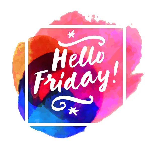 Hello Friday! Hand lettering card. — Stock Vector