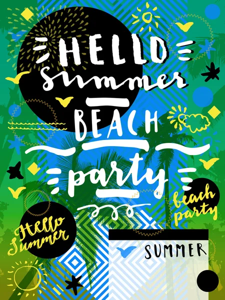 안녕하세요 여름 해변의 파티. — 스톡 벡터