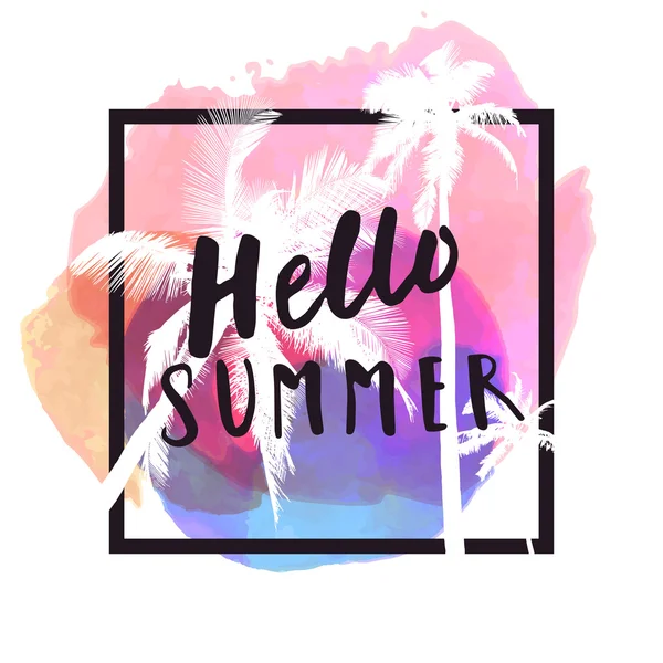 Hello Summer. Modern calligraphic — Wektor stockowy