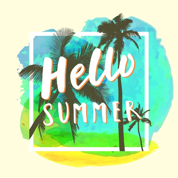 Hello Summer. Modern calligraphic — ストックベクタ