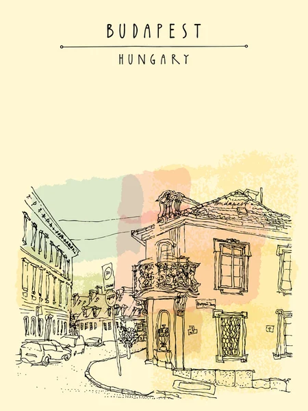 Rua esquina na cidade de Budapeste —  Vetores de Stock
