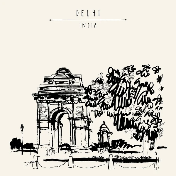 Porte de l'Inde à Delhi, Inde . — Image vectorielle