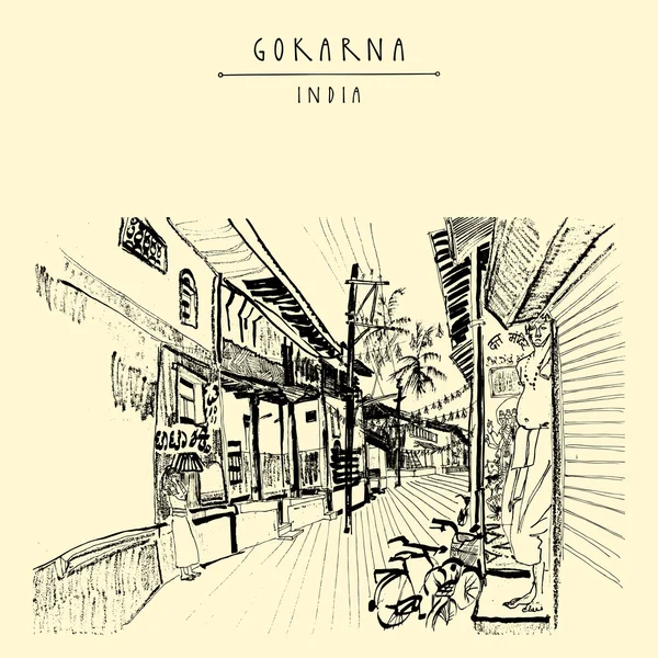 Gokarna Karnataka Indie pocztówka — Wektor stockowy