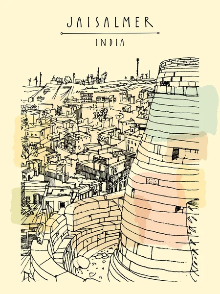 Fuerte de Jaisalmer y ciudad Rajasthan — Archivo Imágenes Vectoriales