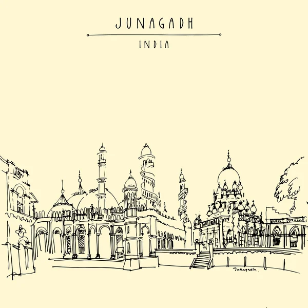 Moské i Junagadh, Gujarat, Indien. — Stock vektor