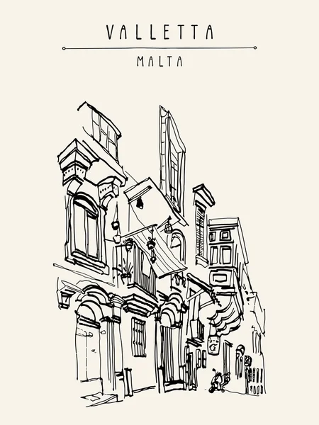 Valletta, Málta, Európa. — Stock Vector