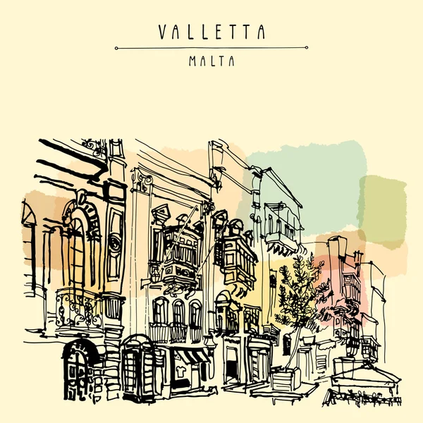 Valletta, Malta, Europa. — Stockvector