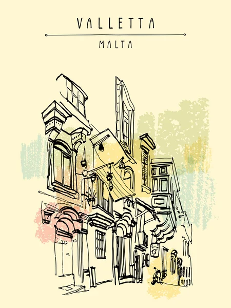 瓦莱塔， 马耳他， 欧洲 — 图库矢量图片