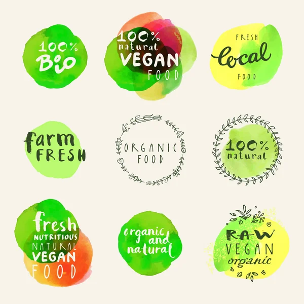 Watercolor organic labels collection — Stock Vector