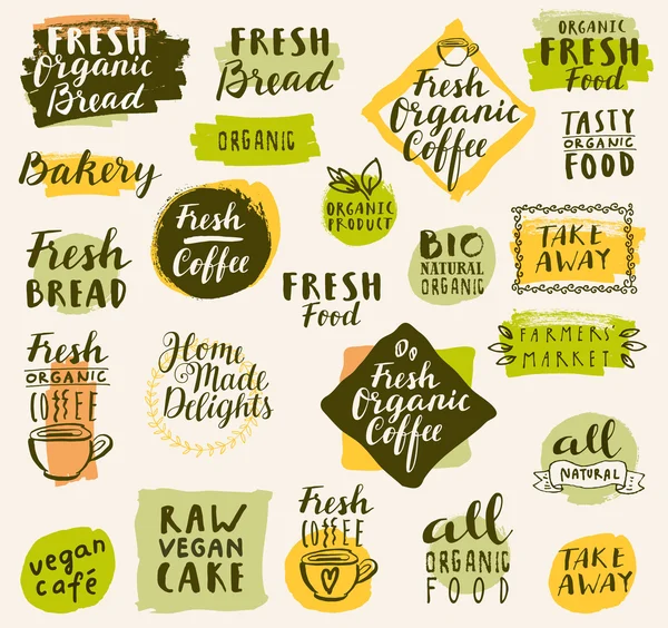 Bio organic labels set — Stock Vector