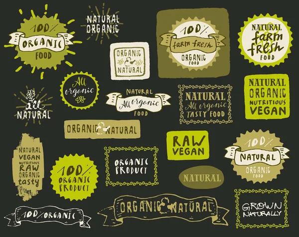 Sada štítků: organické potraviny — Stockový vektor