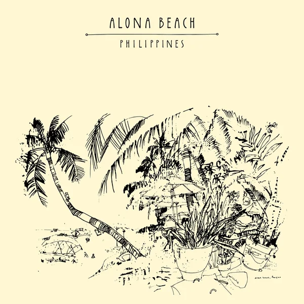 Alona beach, Panglao sziget — Stock Vector