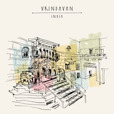 Vrindavan kutsal şehir görünümünü