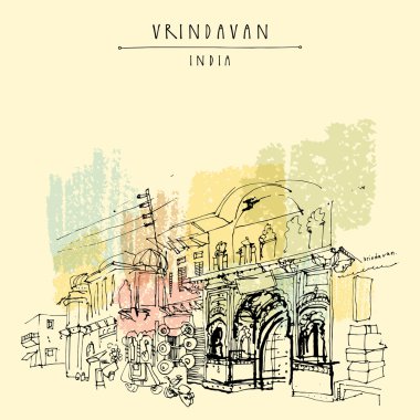Vrindavan kutsal şehir görünümünü