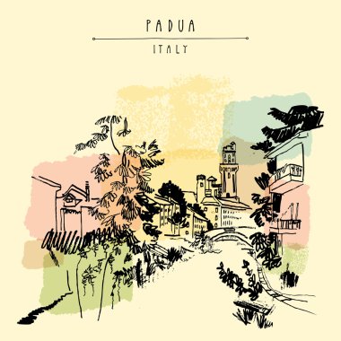 Padua İtalya el çekilmiş kartpostal