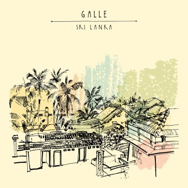 Galle palmiye ağaçları ve çatılar