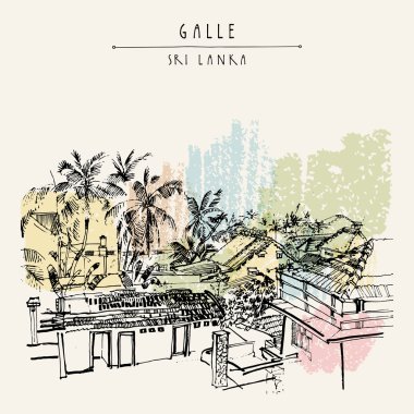 Galle palmiye ağaçları ve çatılar