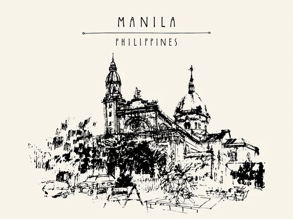 Catedral de Manila. Intramuros — Archivo Imágenes Vectoriales