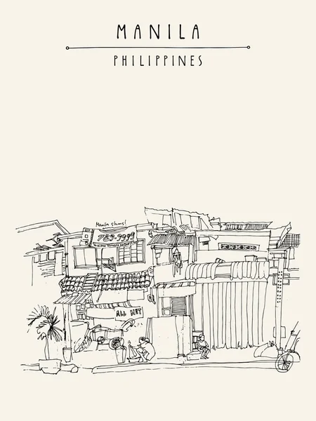 Трущобы в старой части Манилы — стоковый вектор