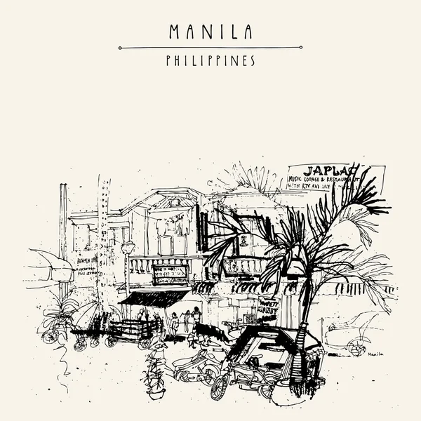 Calle en la parte antigua de Manila — Archivo Imágenes Vectoriales