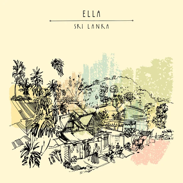 Street i Ella by, Sri Lanka — Stock vektor