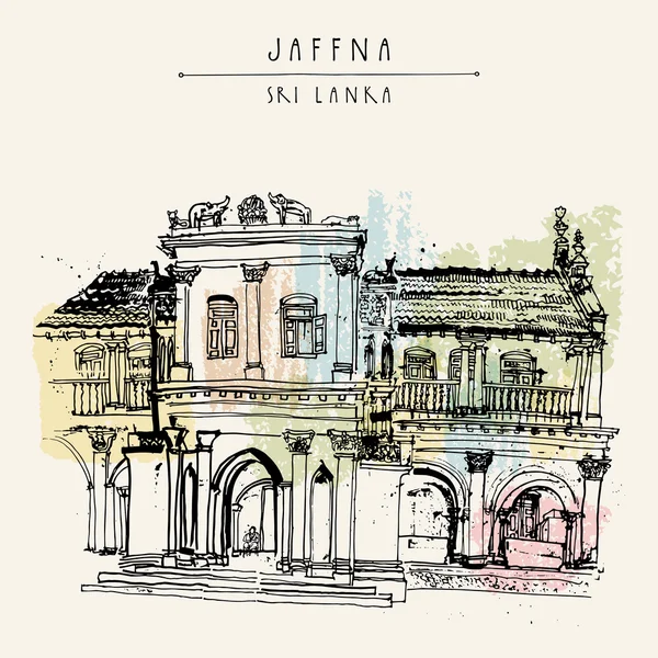Antigo edifício histórico em Jaffna — Vetor de Stock