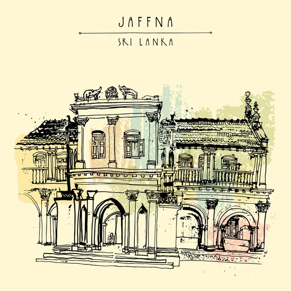 Antico edificio storico di Jaffna — Vettoriale Stock