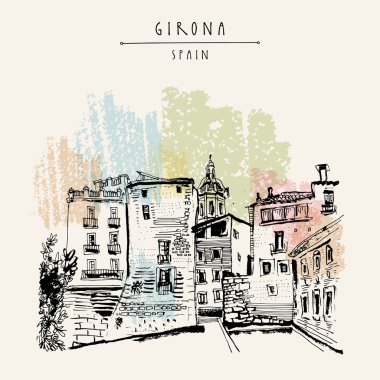 Girona'da eski şehir, Katalonya, İspanya