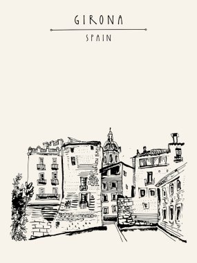 Old town in Girona, Catalonia, Spain clipart